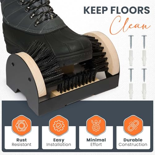 Toughty Boot Scrubber - Heavy-Duty All-Weather Shoe Cleaner with Scraper Brushes - Mountable Indoor & Outdoor Dirt Remover for Entryway & Worksites - Rugged Boot Cleaning Tool for Men & Women - style: Boot Scrubber