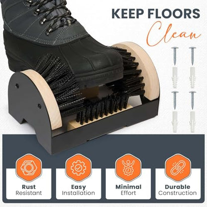 Toughty Boot Scrubber - Heavy-Duty All-Weather Shoe Cleaner with Scraper Brushes - Mountable Indoor & Outdoor Dirt Remover for Entryway & Worksites - Rugged Boot Cleaning Tool for Men & Women - style: Boot Scrubber