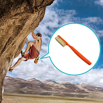 TWO STONES Climbing Chalk Brush with Thick Ultra Durable Boar's Hair Bristles, Bouldering Brush with Ergonomic Handle Portable with Climbing Chalk Bag(Not Included) for Climbing Wall Holds - color: Mixed 6 Colors