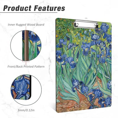 Rimilak Wood Clipboard, 8.5x11 Hardboard Clip Board, Blue Flower | Fun Design, Cute Custom Pattern, 9 x 12.5 in Letter Size for Classroom, Teachers, Kid, Woman, School & Office Supply - color: Blue Flower