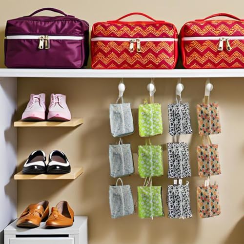 Travel Shoe Bags, Set of 12, Large Oxford Fabric Storage Bags with Zipper and Handle, Water-Resistant Pouches (Colorful patterns) - style: Colorful Patterns