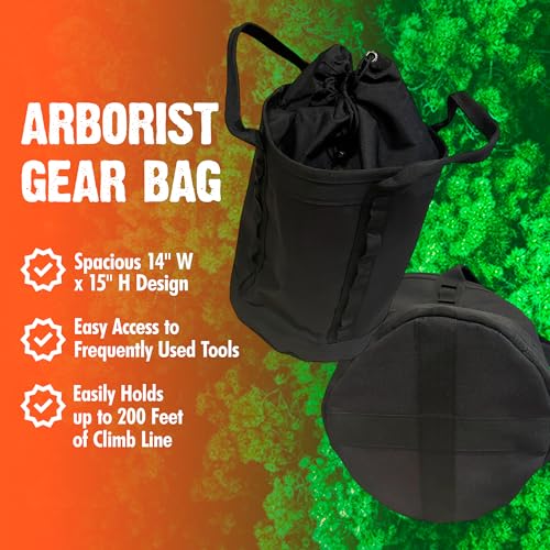 FORESTER Large Arborist Rope Bag - Bucket Style Storage Bag | Arborist Equipment | Tree Climbing Gear | Heavy Duty Nylon Gear Bag with Handles