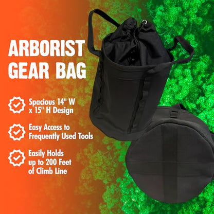 FORESTER Large Arborist Rope Bag - Bucket Style Storage Bag | Arborist Equipment | Tree Climbing Gear | Heavy Duty Nylon Gear Bag with Handles