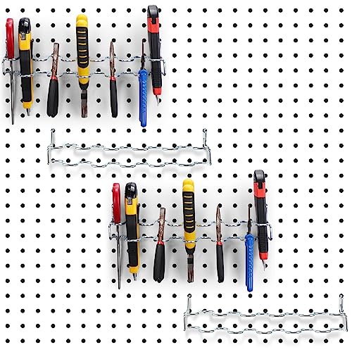 Hanaive 4 Pieces Pegboard Pliers Holder, Holds 11 Plier Per Rack, Steel Pegboard Hooks Pliers Peg Board Organizer Accessories Organizer for Workbench Garage Tool Shed Craft Room(Silver) - color: Silver