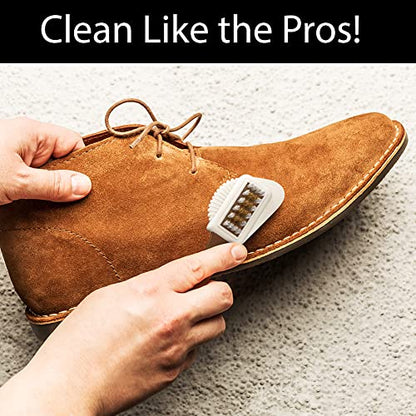 Suede Brush & Nubuck Cleaner – 4-Way Suede Cleaning Brush for Shoes | Suede Shoe Brush & Suede Cleaner — Rubber Bristles, Welts, Nylon/Brass Lift Dirt from Shoes, Boots, Bags & Purses - size: 1 - Original Suede Brush
