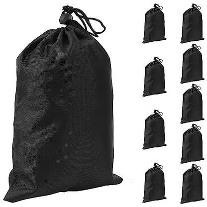 Drawstring Storage Bag for Skipping Ropes, 10 Pcs Waterproof Polyester Pouch, Durable Carry Organizer for Sports Gear, Small Things, Travel & Home Storage (Black)
