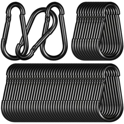 Heavy Duty Spring Snap Hook Carabiners, Galvanized Steel Quick Links, Spring Clips in Black & Silver, Multiple Sizes: 1.6Inch/2Inch/2.4Inch/3Inch/4Inch, for Swing Hammock Camping Keychain Outdoor - size: M8-50PCS, style: Black