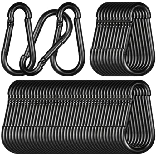 Heavy Duty Spring Snap Hook Carabiners, Galvanized Steel Quick Links, Spring Clips in Black & Silver, Multiple Sizes: 1.6Inch/2Inch/2.4Inch/3Inch/4Inch, for Swing Hammock Camping Keychain Outdoor - size: M8-50PCS, style: Black