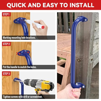 17.3 Inch Playground Handles Monkey Bars Indoor | Metal Grab Handle Hand Grips for Treehouse (Dark Blue, 6 Pack) - color: Dark Blue