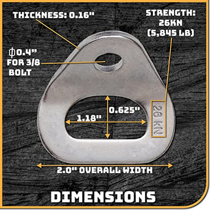 26kN Climbing Wall Bolt Hanger/Anchor/Tiedown for 3/8" Screw/Bolt Ideal for Rock Climbing and Home Gyms, Hammocks, Trailer Tie-Downs. Robust, Load-Bearing Steel Tie-Off - size: One-Pack