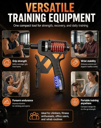 Adjustable Digital Counting Hand Grip Strengthener, 11-363 lbs | Double Spring Grip Strength Trainer, Smart Electronic Counter, 11-363 lbs Forearm Exerciser For Climbing And Fitness - color: Red