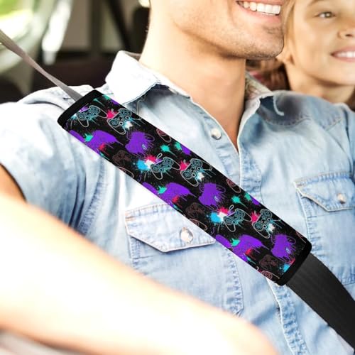 2 Pack Video Game Gaming Art Seat Belt Shoulder Pad Breathable Shoulder Harness Cover for Child, All Vehicles, Neck and Shoulder Support - color: Pattern 338
