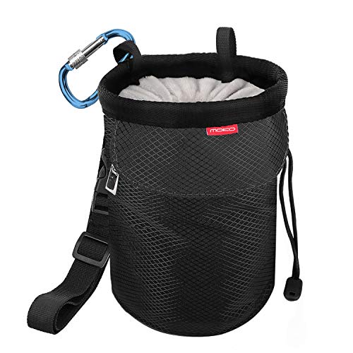 Moko Rock Climbing Chalk Bag, Bouldering Chalk Pot Bucket with Adjustable Belt & Carabiner Drawstring Climbing Gear - color: Black, style: Straight Cylinder