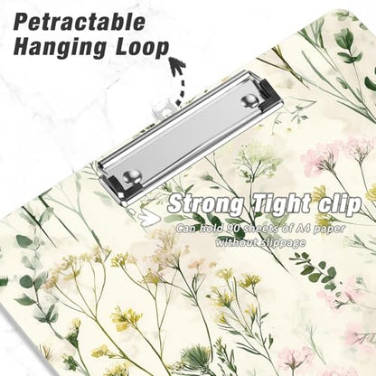 Rimilak Wood Clipboard, 8.5x11 Hardboard Clip Board, Flowers | Fun Design, Cute Custom Pattern, 9 x 12.5 in Letter Size for Classroom, Teachers, Kid, Woman, School & Office Supply - color: Flowers
