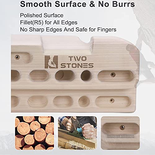 TWO STONES Wooden Hangboard Rock Climbing Pull Up Bar Designed Training for Climbing, Wood Fingerboard Climbing Training Board for Building Core Strength and Endurance