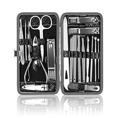OKOM 19PCS Nail Clipper Set - Professional Manicure Nail Kit for Men Women, Stainless Steel Nail Clippers with Case, Fathers Day Gift - size: Large (Pack of 1)
