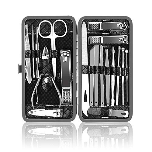 OKOM 19PCS Nail Clipper Set - Professional Manicure Nail Kit for Men Women, Stainless Steel Nail Clippers with Case, Fathers Day Gift - size: Large (Pack of 1)