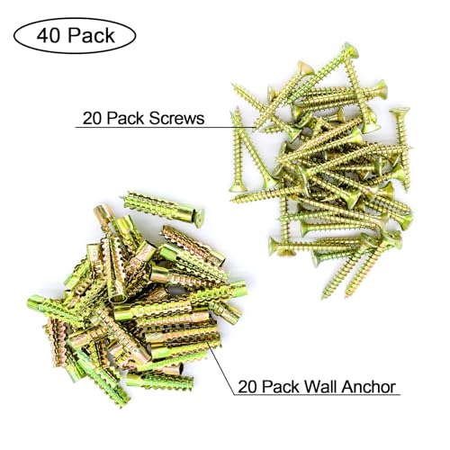 20 Pack Heavy Duty Hollow Wall Anchors with Screws, Loose Hinge Hole Repair Kits, Ideal for Concrete Wall, Hollow-Wall, Wooden Wall and Hinge Hole Repair (6x32mm) - size: 20 Pack