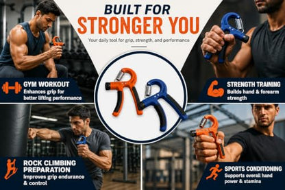 Adjustable Hand Grip Strengthener 11-132 lbs (5-60kg) – Forearm Grip Trainer for Muscle Building, Finger Exerciser for Injury Recovery, Rock Climbing, Gym Workout, Physical Therapy Training Equipment