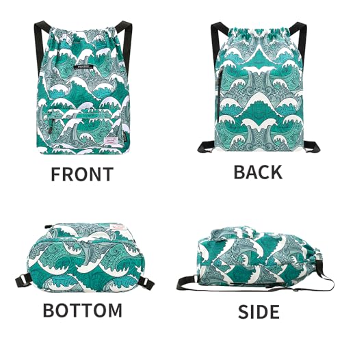 Peicees Waterproof Drawstring Sport Bag Lightweight Sackpack Backpack for Men and Women | Waterproof - color: X_sea Wave