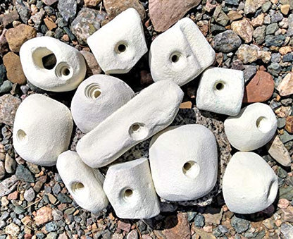 12 Pack Large Polyurethane Bolt-On Rock Climbing Wall Hand Holds - color: white