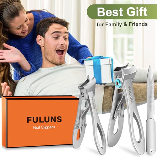 Toenail Clippers for Men Thick Toenails with 16MM Wide Jaw Opening, Large Nail Clippers for Seniors Thick Nails with Long Handle, Heavy Duty Sharp Slanted Nail Cutter Gifts for Men Women Adults - style: Silver Slanted Nail Clippers Set
