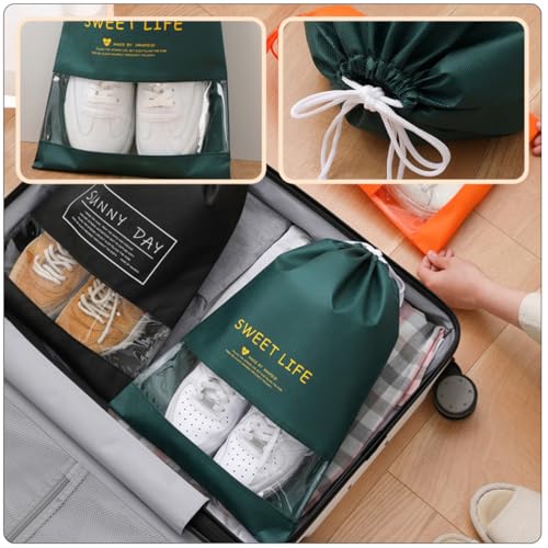 6pcs Drawstring Shoe Bags Travel Organizer Portable Non-woven Fabric Dustproof Storage Pouches Large 30x44cm for Sneakers and Slippers