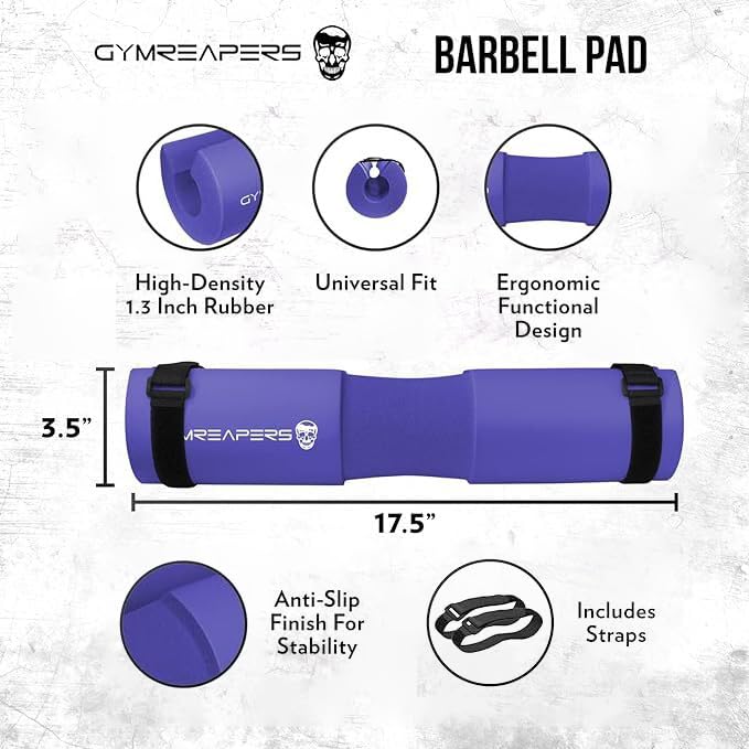 Gymreapers Barbell Squat Pad - Protective Bridge Pad For Hip Thrust, Squats, Lunges - Hip Support, Neck Protection For Bar - color: Purple