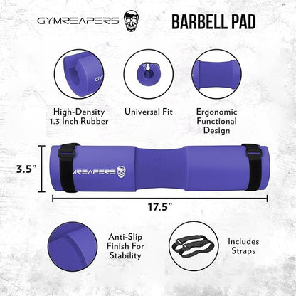Gymreapers Barbell Squat Pad - Protective Bridge Pad For Hip Thrust, Squats, Lunges - Hip Support, Neck Protection For Bar - color: Purple