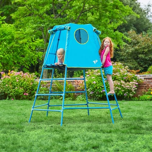 Explorer 2 Jungle Gym Climbing Set with Adjustable Steel Frame, Weather-Resistant Canopy & Platform, Outdoor Playset and Playground Equipment for Kids Ages 3-12, 220 lbs Capacity
