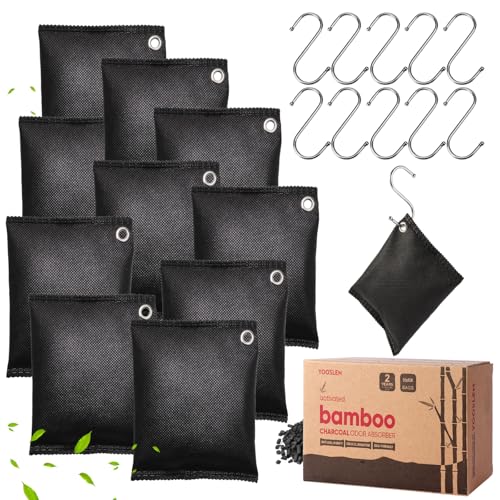 Activated Charcoal Odor Absorber, Odor Eliminator for Strong Odor,Bamboo Charcoal Air Purifying Bags for Home Car Closet Pet, Smoke Room Deodorizer (10 x 60g, Unscented) - color: 60g*10pack