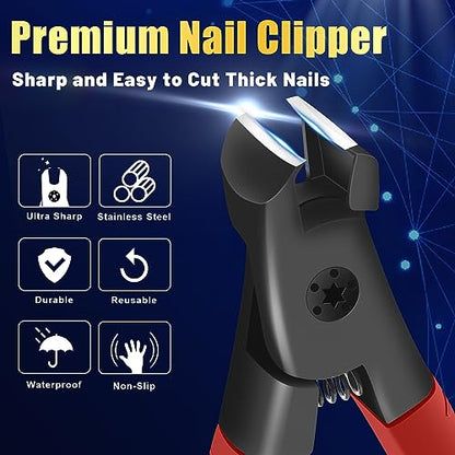 Nail Clippers for Thick Nails, Large Nail Clippers for Men, Senior Toenail Clippers for Thick Nail Heavy Duty Nail Clippers for Thick Toenails Non-Slip Long Handle Finger Nail Clippers Adult - size: red