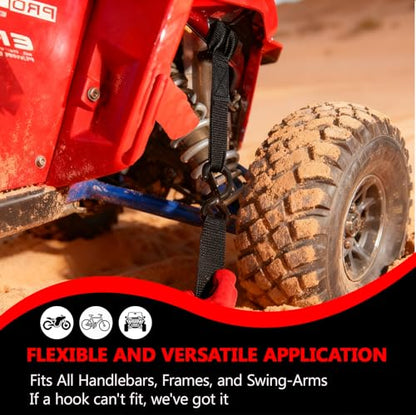 6 Pack Soft Loop Tie Down Straps, 3900 lbs Break Strength Heavy Duty Motorcycle Handlebar Straps for ATV, UTV, Dirt Bike, Trailer, Truck Bed, Kayak – Reliable Transport & Hauling