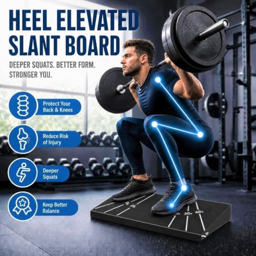 1000 lb Capacity Squat Wedge Block 15° for Squats. Non Slip Heel&One Piece | Heel elevated squat block non slip slant board for calf stretching. knee over toes weight lifting Home Gym Accessory
