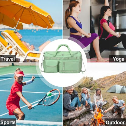 MAXTOP Gym Bag for Women Men Travel Duffle Bag Large Capacity Carry On Weekender Overnight Bag With Shoe Compartment Gym Tote Dry Wet Separation Duffel Bag for Travel - color: Matcha Green, style: Gym Bag