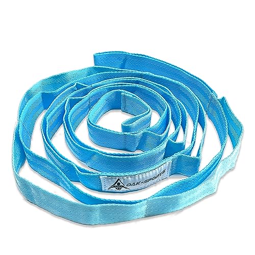 Stretching Strap Yoga Strap with Loops for Physical Therapy, Non-Elastic | 10 Loops, 75 inches length, Multi-Color Selection for Yoga Strap for Stretching, Pilates, Dance and Gymnastics - color: Light Blue