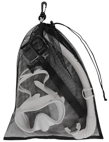 PALTERWEAR Mesh Drawstring Bag with Clip and Toggle Closure (Set of 4, Black, 12 x 16 Inch) for Camping, Outdoor, Shoes, Sandals, Multi-Use - size: 12 x 16 inch