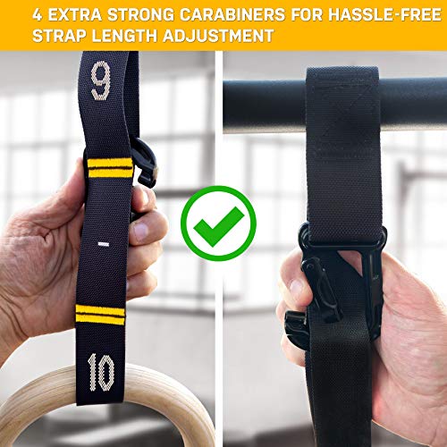 Double Circle Wood Gymnastics Rings with Quick Adjust Numbered Straps and Exercise Videos Guide - Full Body Workout Rings, Calisthenics, Home Gym (Multi-Size) - style: Rings 1.1 Inch