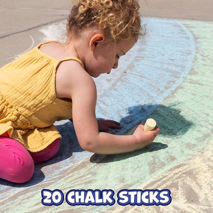 READY 2 LEARN Jumbo Sidewalk Chalk, Set of 20, 9 Colors | Washable and Non-Toxic, Bulk Sidewalk Chalk for Kids