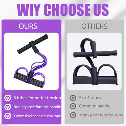 Pedal Resistance Band, 6 Tube Foot Pedal and Handles Resistance Bands Set, Multifunction Pull Up Assistance Bands for Full-Body Strength Training, Home Gym and Travel Workout Equipment