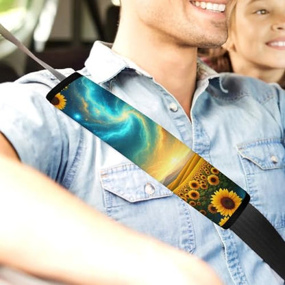 2PCS Soft Padded Car Seat Straps Shoulder Pads for Adult Use, Most Cars, Sunflower Starry Sky Shoulder Protector, Shock Absorption - color: Pattern 477