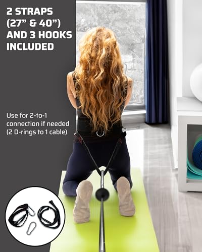 THEFITGUY Original Multi-Attachment Belt for Cable Squats & Hip Thrusts | 5 D-ring points, 2 straps (40in/27in), hook-and-loop closure, fits a 32-52in waist for glute and quad work