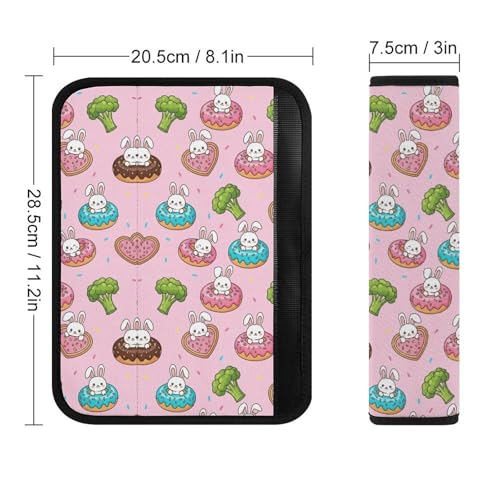 2 Pack Cute Bunny Donut Car Seat Belt Pad Soft Padded Seat Belt Cushion for Child, Stroller Pushchair High Chair, Shock Absorption - color: Pattern 823