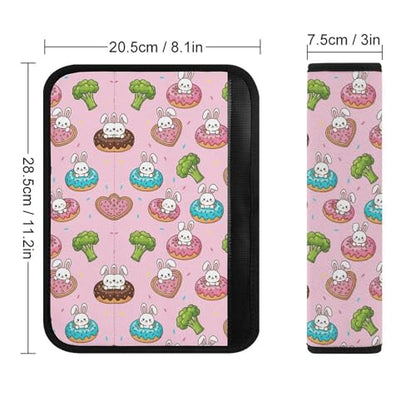 2 Pack Cute Bunny Donut Car Seat Belt Pad Soft Padded Seat Belt Cushion for Child, Stroller Pushchair High Chair, Shock Absorption - color: Pattern 823