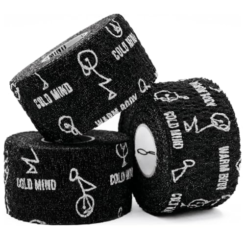 WARM BODY COLD MIND Lifting Thumb Tape for Weightlifting |1.5" x 20.6ft| - Hook Grip Tape for Gym, Powerlifting, Deadlift, Weight Lifting, Athletic Finger Wrap - color: Black, size: 3 Rolls