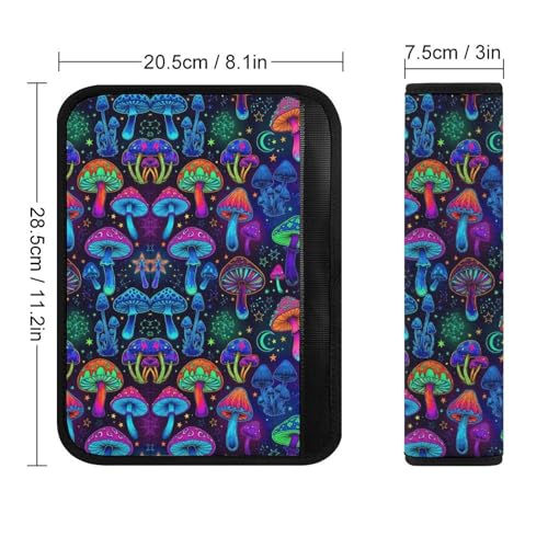 Universal Soft and Comfortable Car Seat Straps Shoulder Pads for Girls and Boys, Most Cars, 1 Pair Trippy Purple Mushrooms Harness Pads Strap Comfortable Driving - color: Pattern 1260
