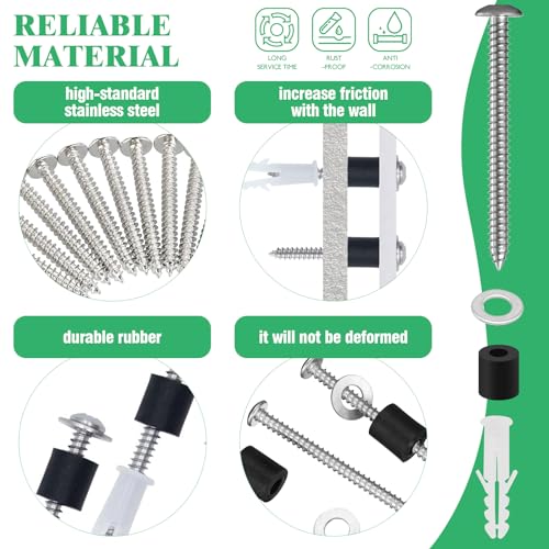200Pcs/50 Sets Stainless Steel Pegboard Mounting Kit Contains Screws, Anchors, Spacers and Washers, Wall Peg Board Installation Kit for 1/4 Inch Pegboard, Silver