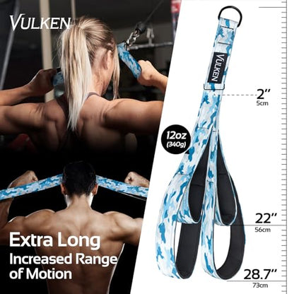 Vulken Tricep Rope Cable Attachment. 28.7 Inch & 22 Inch Two Lengths Built in One Pull Down Rope - color: Blue
