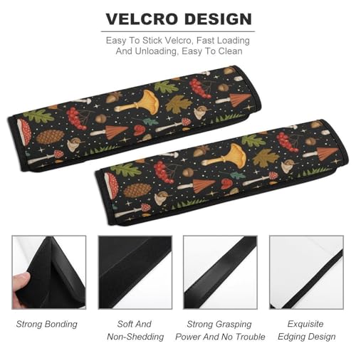 2 Pack Moon Leaf Mushroom Car Seat Straps Shoulder Pads Universal Soft and Comfortable Seat Belt Cushion for Adults and Children, Stroller Pushchair High Chair - color: Pattern 839
