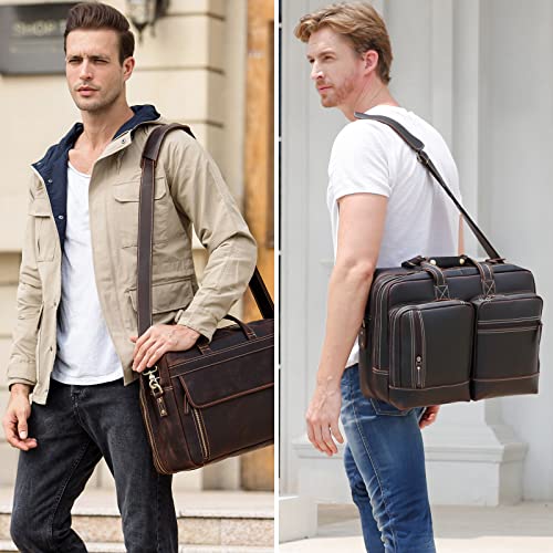 Full Grain Leather Shoulder Strap - Replacement Bag Straps for Laptop Briefcase, Messenger, Duffel, Crossbody, Travel Bags - color: Brown